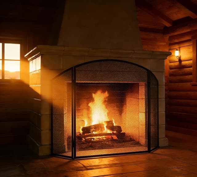 Detalle de Kingson Black Fireplace Guard 96.5x61cm