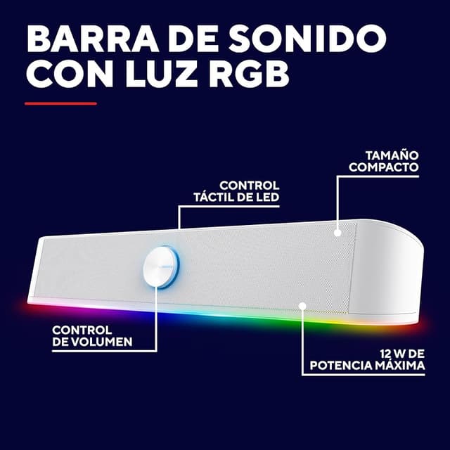 Detalle 2 de GXTrust Rhox 1619W Barra de Sonido RGB para PC 🎵