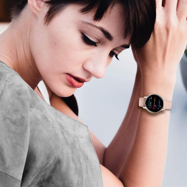 Detalle de Bracelet cuir 20 mm compatible Garmin Vivoactive 5/6, Venu 2 Plus, Venu Sq 2 et Vívomove 3 44 mm