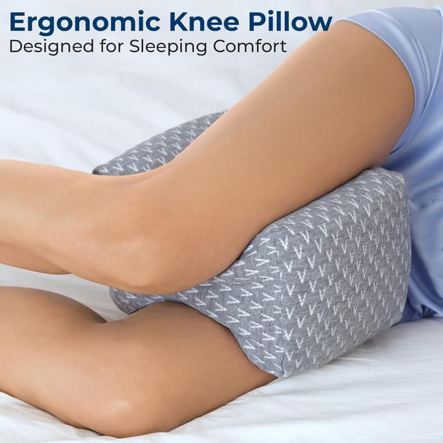 Detalle 2 de 5 STARS UNITED Knee Pillow for Side Sleepers (Memory Foam) – Hip Pain Relief, Between-Legs Cushion for Sciatica & Lower Back Pain, Grey