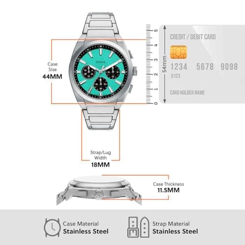Thumbnail 6 de Fossil Everett Reloj cronógrafo plateado verde azulado