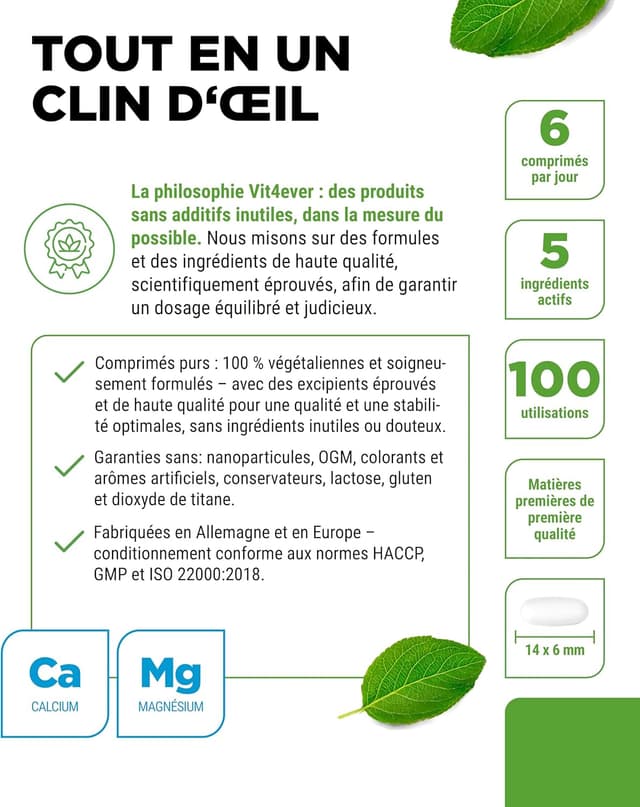 Detalle 2 de Vit4ever Vit4ever Électrolytes – 600 comprimés véganes avec magnésium, calcium, potassium, sodium et chlorure