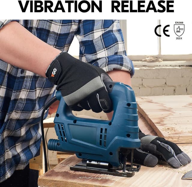 Detalle de Vgo... Safety Work Gloves Touchscreen (SL7584) – Black, Multi-purpose utility gloves for light to medium duty work