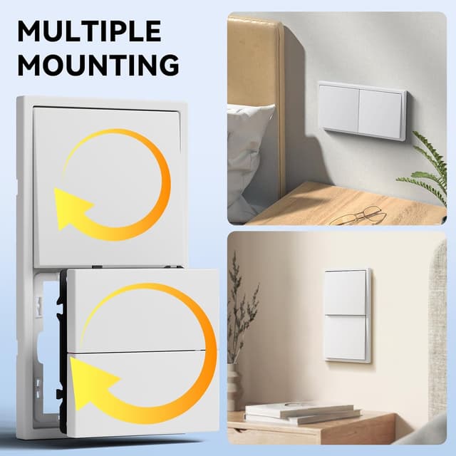 Detalle 2 de BSEEDLIFE Unterputz-Lichtschalter 1-fach 2-Wege mit PC-Rahmen, weiß (Modern Wandschalter)