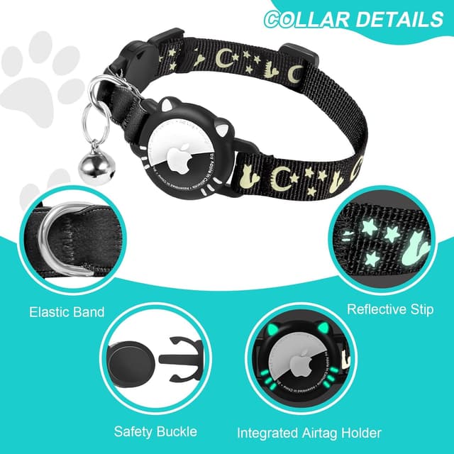 Detalle 2 de Ytanest Reflective AirTag Cat Collar 7–9 in 🐱
