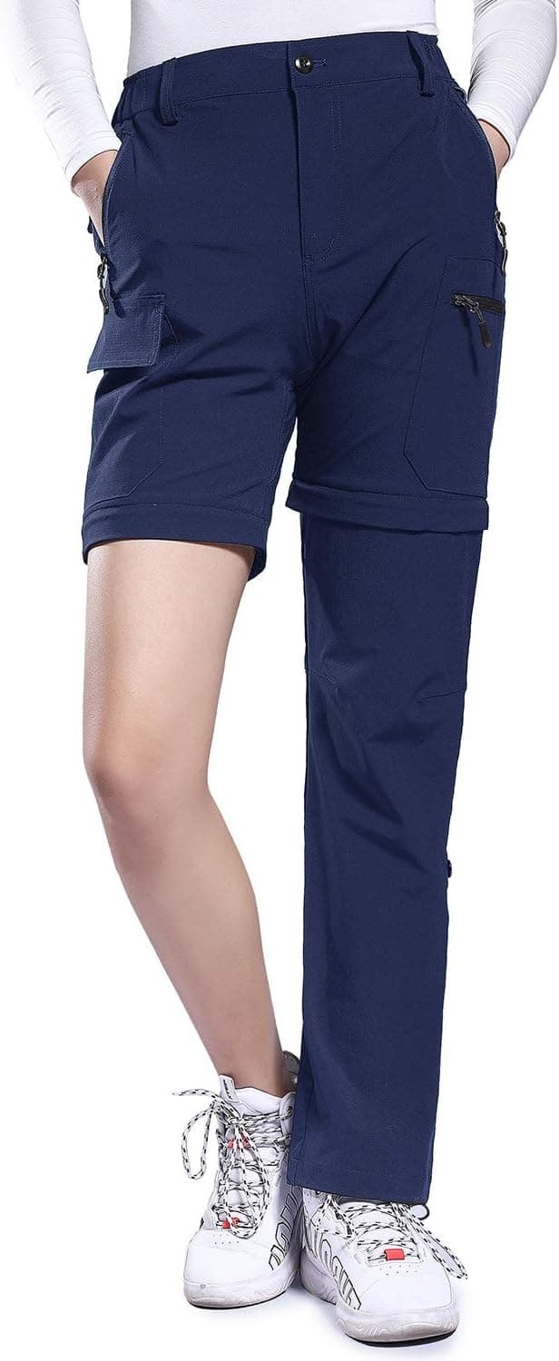 Detalle 2 de Hiauspor Damen Zip-Off-Wanderhose atmungsaktiv & schnell trocknend – Stretch Outdoorhose mit abnehmbaren Beinen