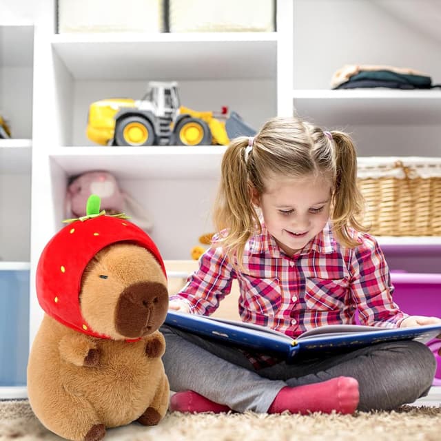 Thumbnail 6 de shownicer Plüschtier Capybara Erdbeere – Kuscheltier & Wurfkissen, 35 cm