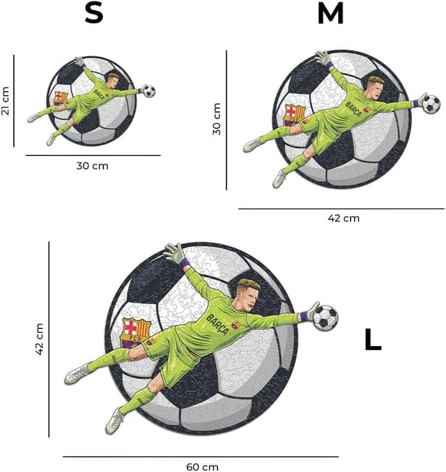 Detalle de Iconic Puzzles Barcellona Ter Stegen, puzzle di legno 100% sostenibile (taglia M, 270 pezzi)