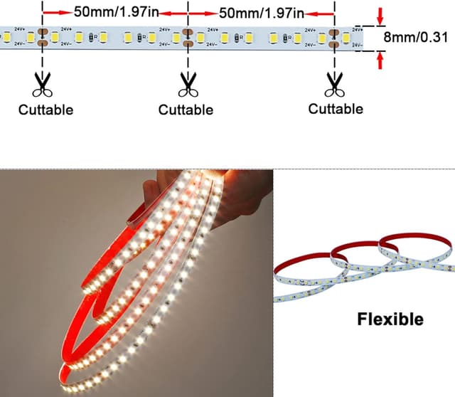 Detalle 2 de GOMING 10 m LED-Strip Natürliches Weiß 4000K (24V) – selbstklebend, 1200 LEDs, IP20
