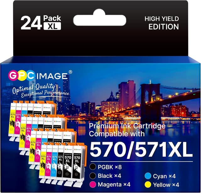 Detalle de GPC Image 24-Pack 570XL/571XL compatible ink cartridges for Canon PIXMA (MG5700/MG5750/MG6800/TS5050/TS6050 series)