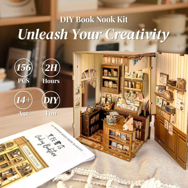 Detalle 2 de CUTEBEE Book Nook Kit 3D con luces LED