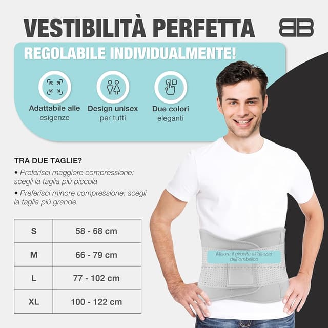 Detalle 2 de BACK BODYGUARD fascia lombare: supporto schiena/corsetto lombare con guide integrate, per uomo e donna (varie dimensioni)