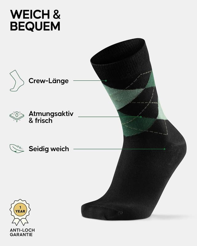 Detalle de DANISH ENDURANCE Bambus Socken für Business (atmungsaktiv, anti-Blasen) – Herren & Damen, 3 oder 6 Paar