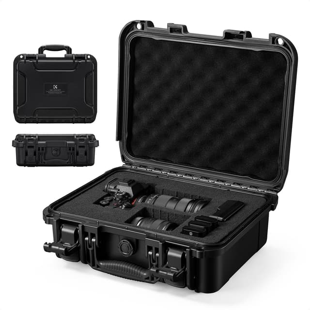 Detalle de K&F CONCEPT Valigetta Fotografica Outdoor IP67 con schiuma pretagliata a griglia (34,5x29x13,5 cm) – custodia antiurto in polipropilene, nera