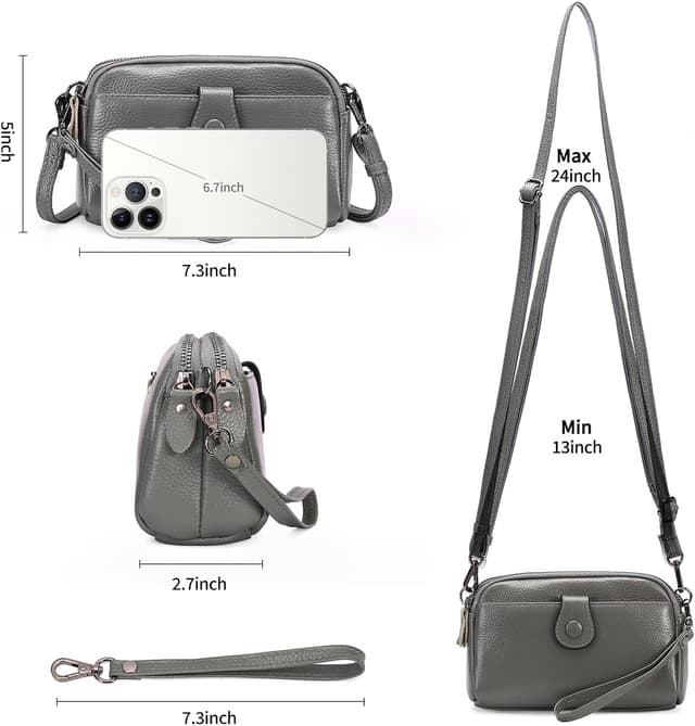 Detalle de GAEKEAO small genuine leather crossbody bag with detachable wristlet strap