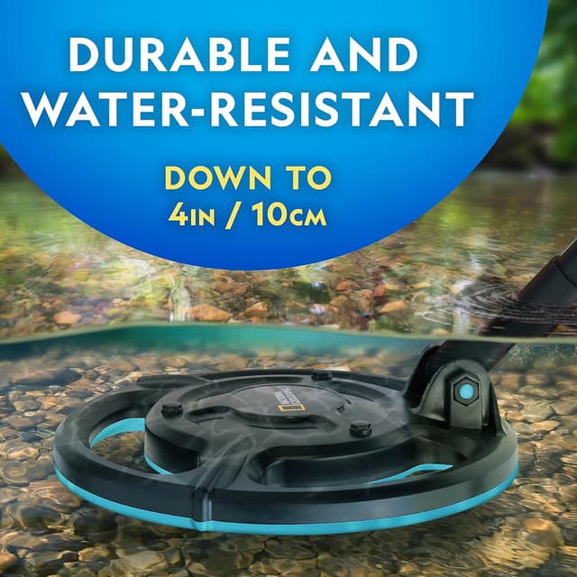 Detalle de Blue Marble National Geographic Metal Detector Beginner Kit for Kids (18.8 cm waterproof coil) — beach treasure hunting