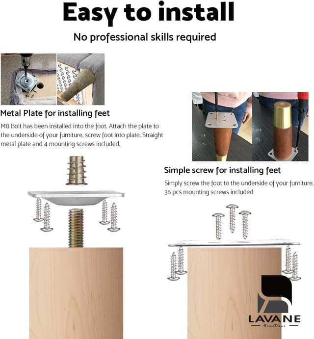 Thumbnail 4 de La Vane 4 inch Wooden Furniture Legs 4PCS