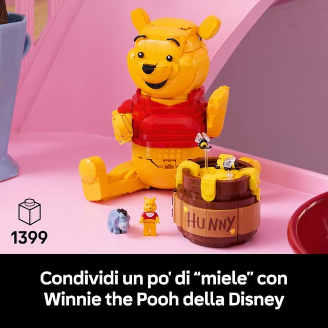 Detalle de LEGO Disney Winnie the Pooh 43300 – Kit di modellismo per adulti con vaso di miele, minifigure e personaggio di Ih-Oh