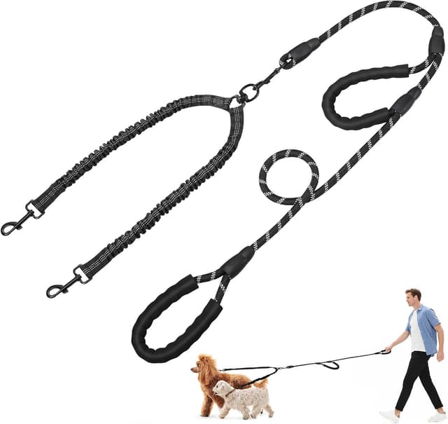Thumbnail 6 de Tivray Double Dog Leash with 360° Swivel & Bungee Shock Absorbing Handles for Two Medium or Large Dogs