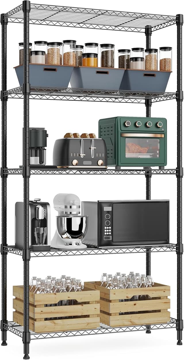 Detalle de M MZG 1250 lbs 5-Tier Metal Storage Shelves Wire Rack with Wheels
