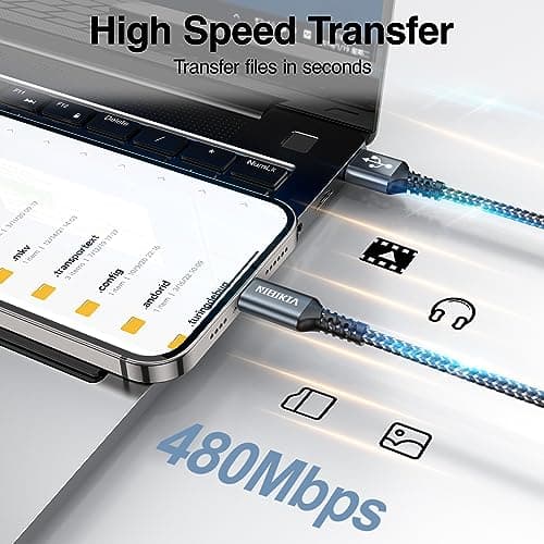 Detalle 2 de NIBIKIA Cable Cargador iPhone Lightning MFi, 2 m y pack de 3 (compatible con iPhone 14/13/12/11 y más)