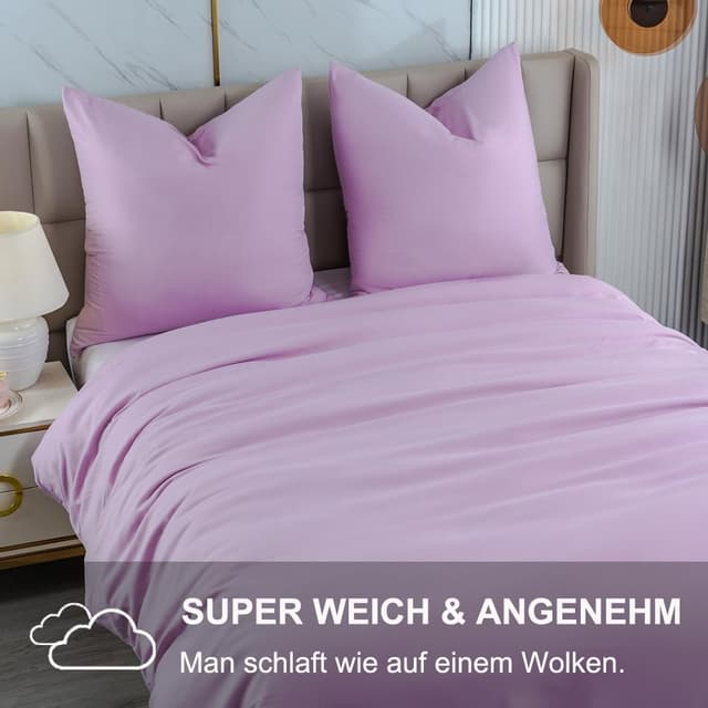 Detalle de Beqnat Seitenschläferkissen-Bezug im 2er-Set 40x145 cm (Lavendel) mit Reißverschluss