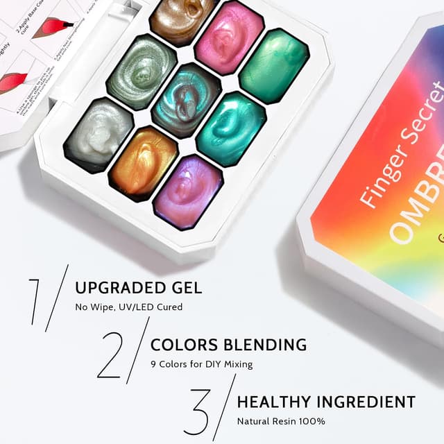 Detalle de Sponge Pat Paint Nail Gel (9-Color) for Ombre, Blending & Aurora Mermaid Chrome/Silk Satin Effects