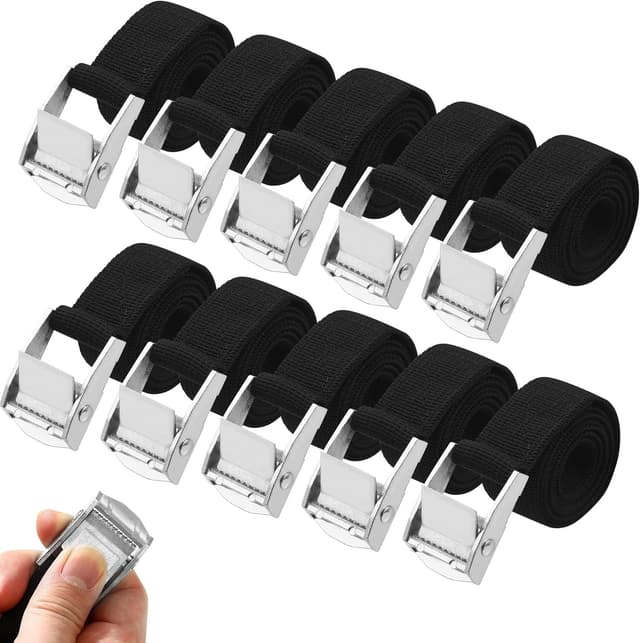 10er-Set Spanngurte (Zurrgurte) 25 mm x 1 m mit Klemmschloss – nach DIN EN 12195-2