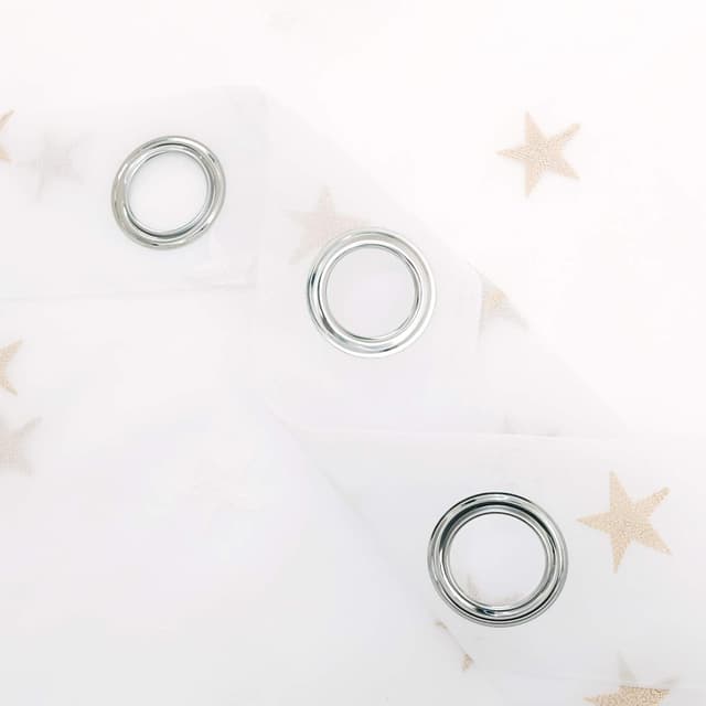 Detalle de Deconovo eyelet faux linen net curtains with embroidered star voile, 55 x 114 drop (1 pair)