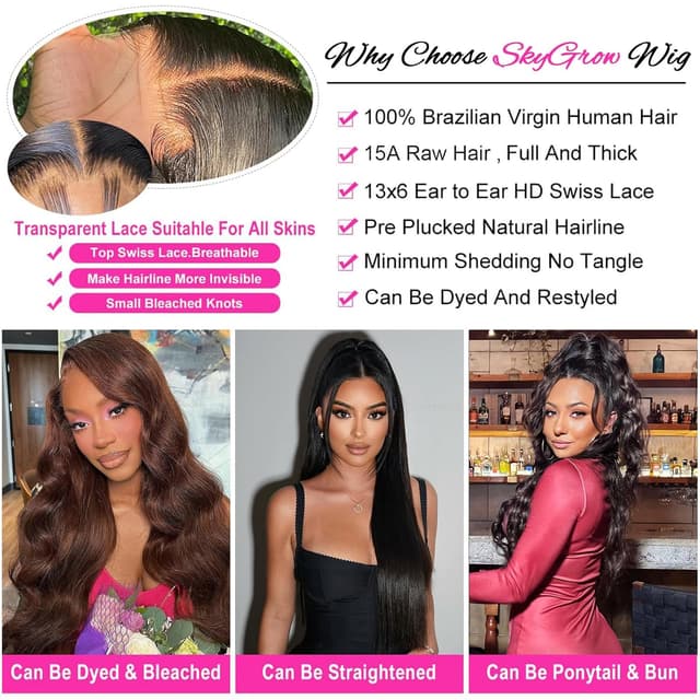 Detalle 1 de SkyGrow 13x6 Body Wave Lace Wig 13x6