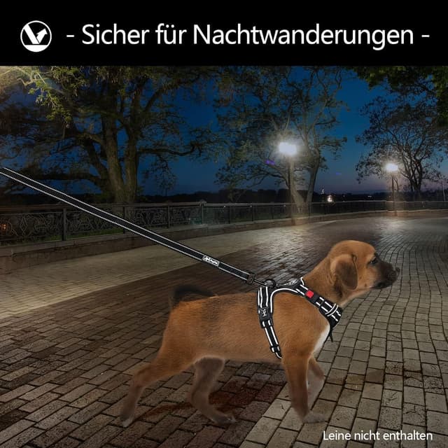 Thumbnail 6 de PoyPet Keine Pull Hundegeschirr mit Easy-Control-Griff, reflektierend, weich gepolstert (ohne Choke), Schwarz – Größe XS