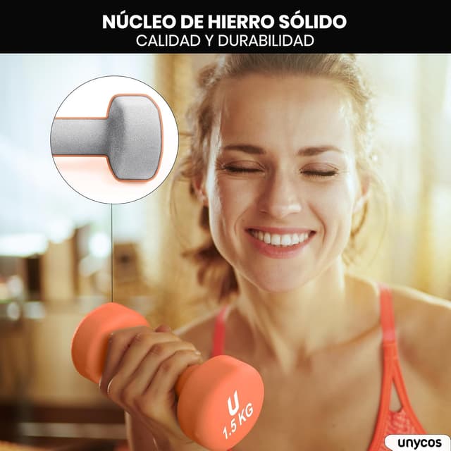 Detalle de unycos Pesas y Mancuernas Antideslizantes 1 kg