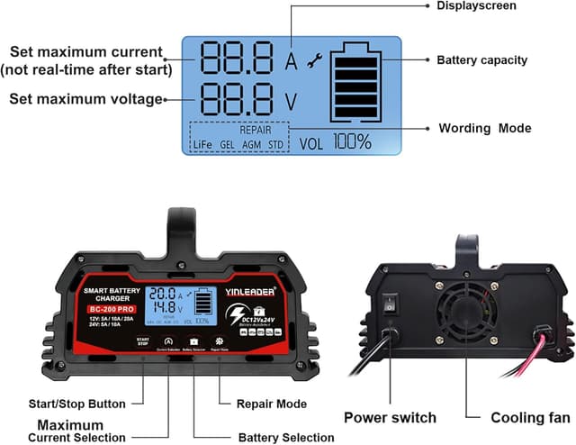 Thumbnail 4 de Cargador 20A 12V/24V inteligente para coche 📟