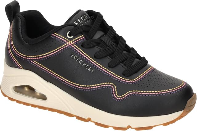 Detalle 2 de Skechers Uno para mujer White Durabuck Purple Suede Trim (talla 38.5 EU): comodidad con espuma viscoelástica y suela flexible