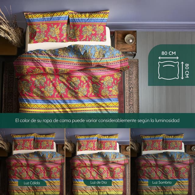 Thumbnail 5 de Funda Nórdica 155x220cm Boho Mandala Rojo Azul con Almohada