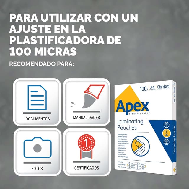 Detalle de Fellowes 6003301 Pouches per plastificazione Apex A4 lucide (100 fogli)