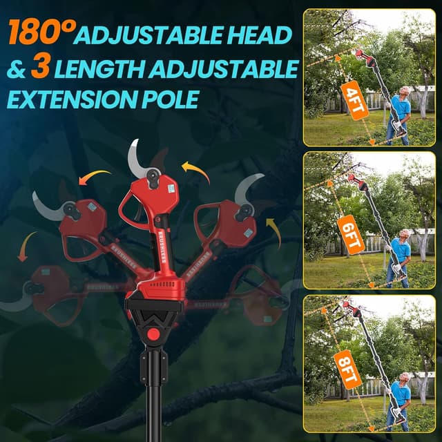 Detalle de Forbici Potatura a Batteria con Asta 2 m e Lama 50 mm (21V, 2 batterie 2Ah) per frutteto e giardino