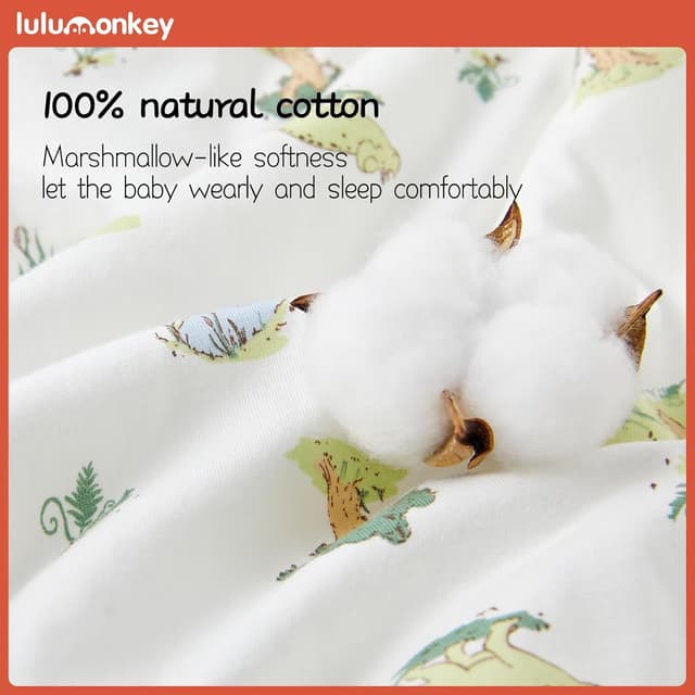 Detalle de Lulumonkey 1.5 Tog Baby Sleeping Bag (6–18 Months) – Soft 100% Cotton Dinosaur