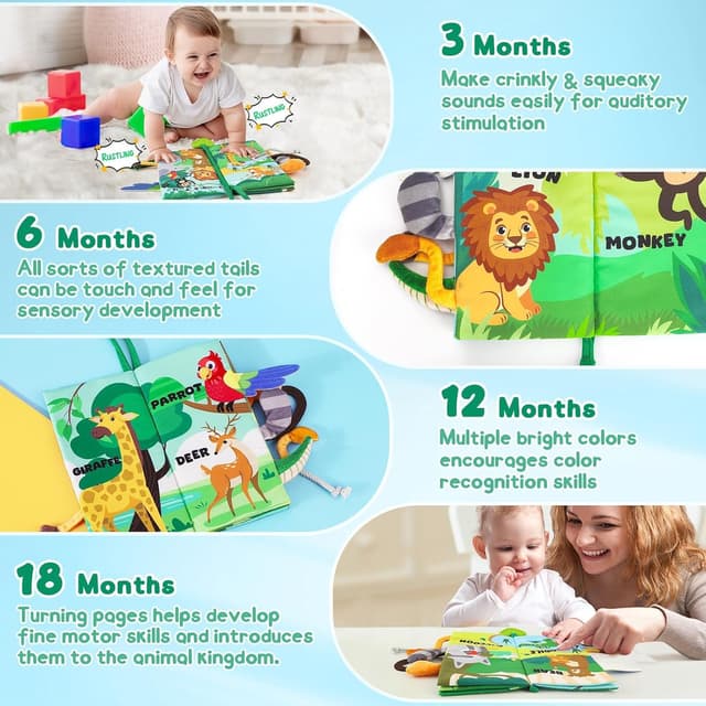 Detalle 2 de BBWOO Soft Baby Book sensory crinkle toy 0-12 months