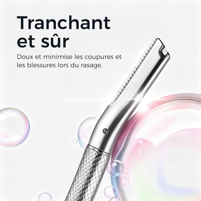 Detalle de ZOMCHI Rasoir Sourcil pour visage femme au dermaplaning, avec 6 lames et capuchons de protection