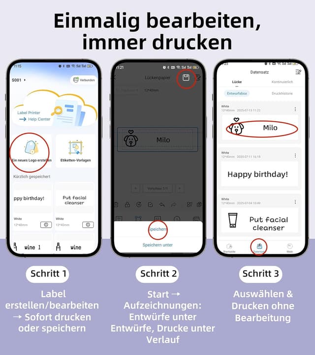 Detalle de ORGSTA S001 Etikettendrucker mit Bluetooth für selbstklebende Etiketten – mobil, sofort druckbereit