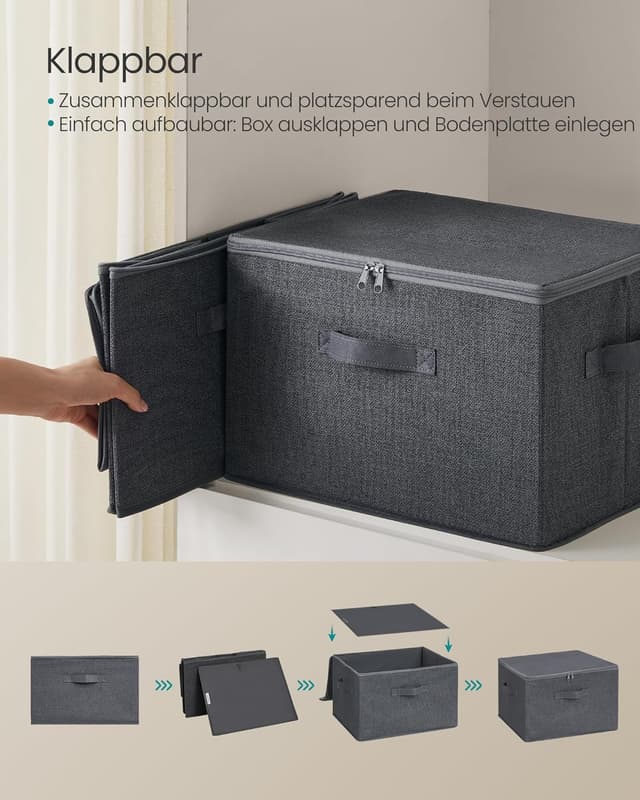 Detalle 2 de SONGMICS faltbare Aufbewahrungsbox mit Deckel (6er-Set) 40 x 30 x 25 cm, schiefergrau RZB003G02