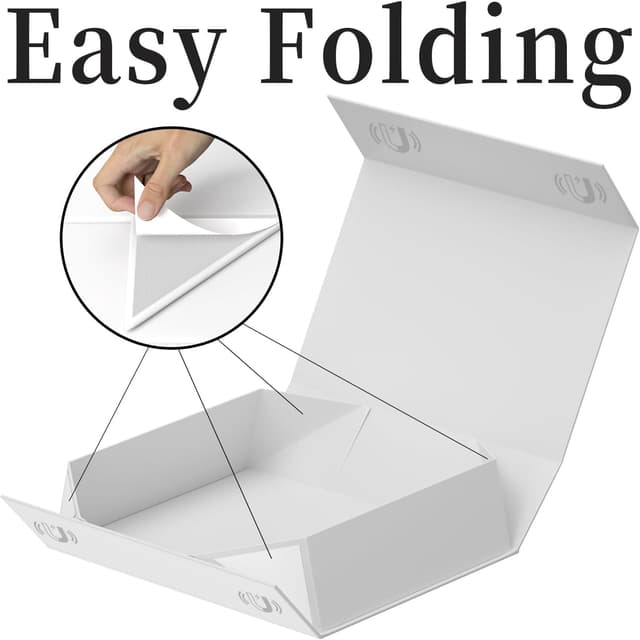 Detalle de eascity 2er-Set Geschenkboxen mit magnetischem Verschluss (30×20×7,6 cm) – rechteckig, klappbar, weiß