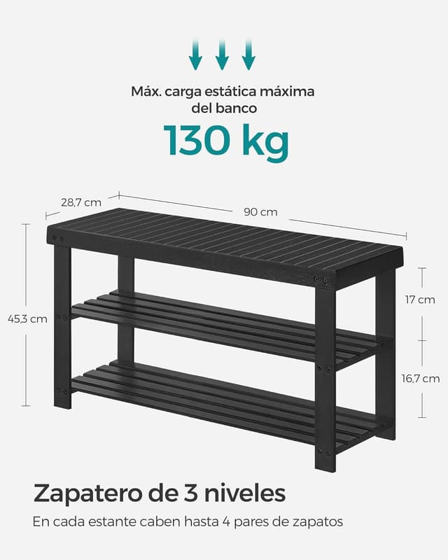 Thumbnail 4 de SONGMICS LBS090B33 Banco de zapatos en bambú