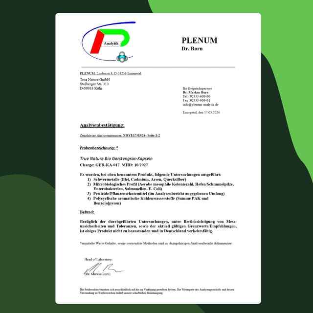Thumbnail 6 de Bio Gerstengras – 240 vegane Kapseln (3.000 mg pro Tag) von TRUE NATURE®