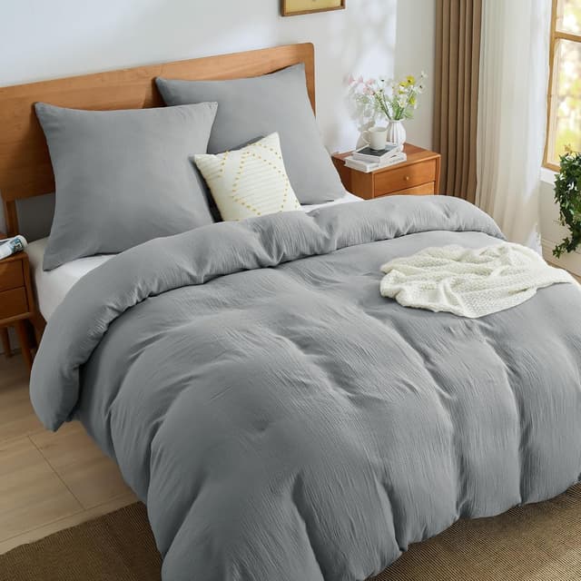 Detalle de BEDELITE Musselin Bettwäsche 155x220 aus Baumwolle (ÖKO-TEX), 3-teilig mit Reißverschluss