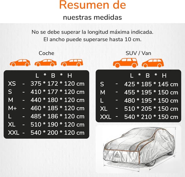 Thumbnail 6 de Upgrade4cars Funda Coche Exterior Anti-Granizo 540×210×150 cm