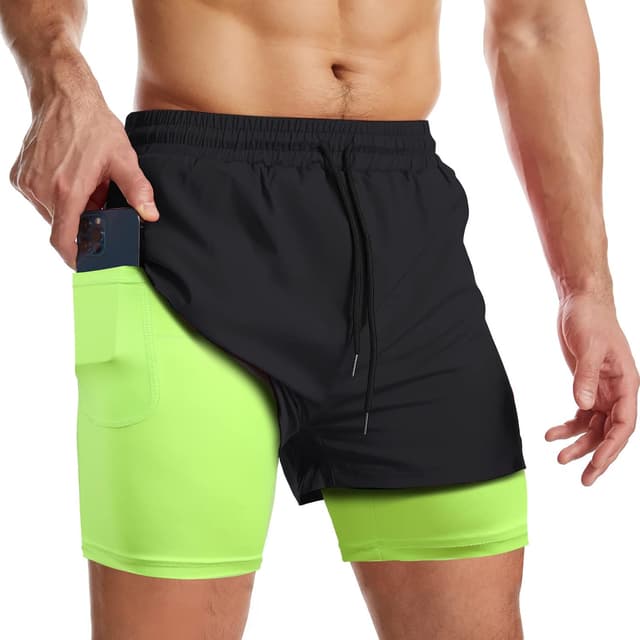 Thumbnail 6 de Danfiki men’s 2-in-1 running shorts with phone pocket (lightweight quick-drying)