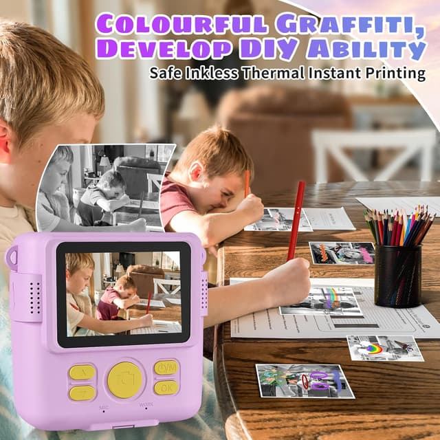 Detalle 1 de Instant Print Camera for Kids 1080P 32GB SD Card