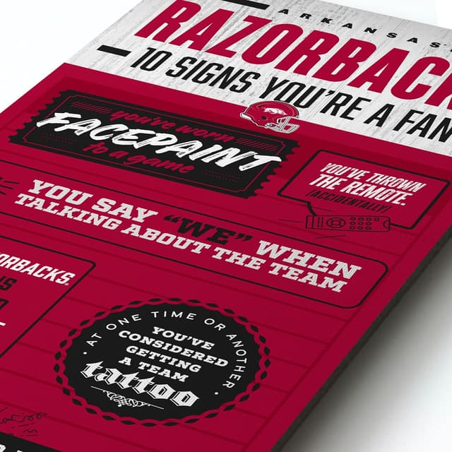 Detalle 2 de YouTheFan Officially-Licensed NCAA 6x19 Top 10 Signs Banner (3D wall decor, humor sports fan phrases)